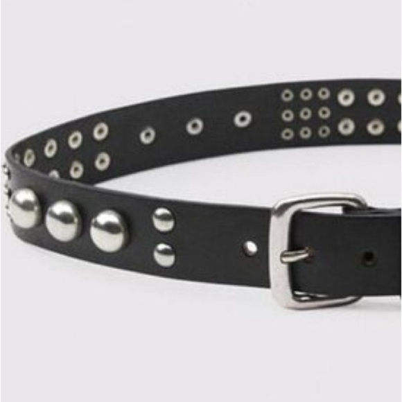 NWT. Zara Black Leather Studded Belt. Size 32. main image 6